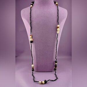 Seed Bead and Glass long Sweater Necklace
